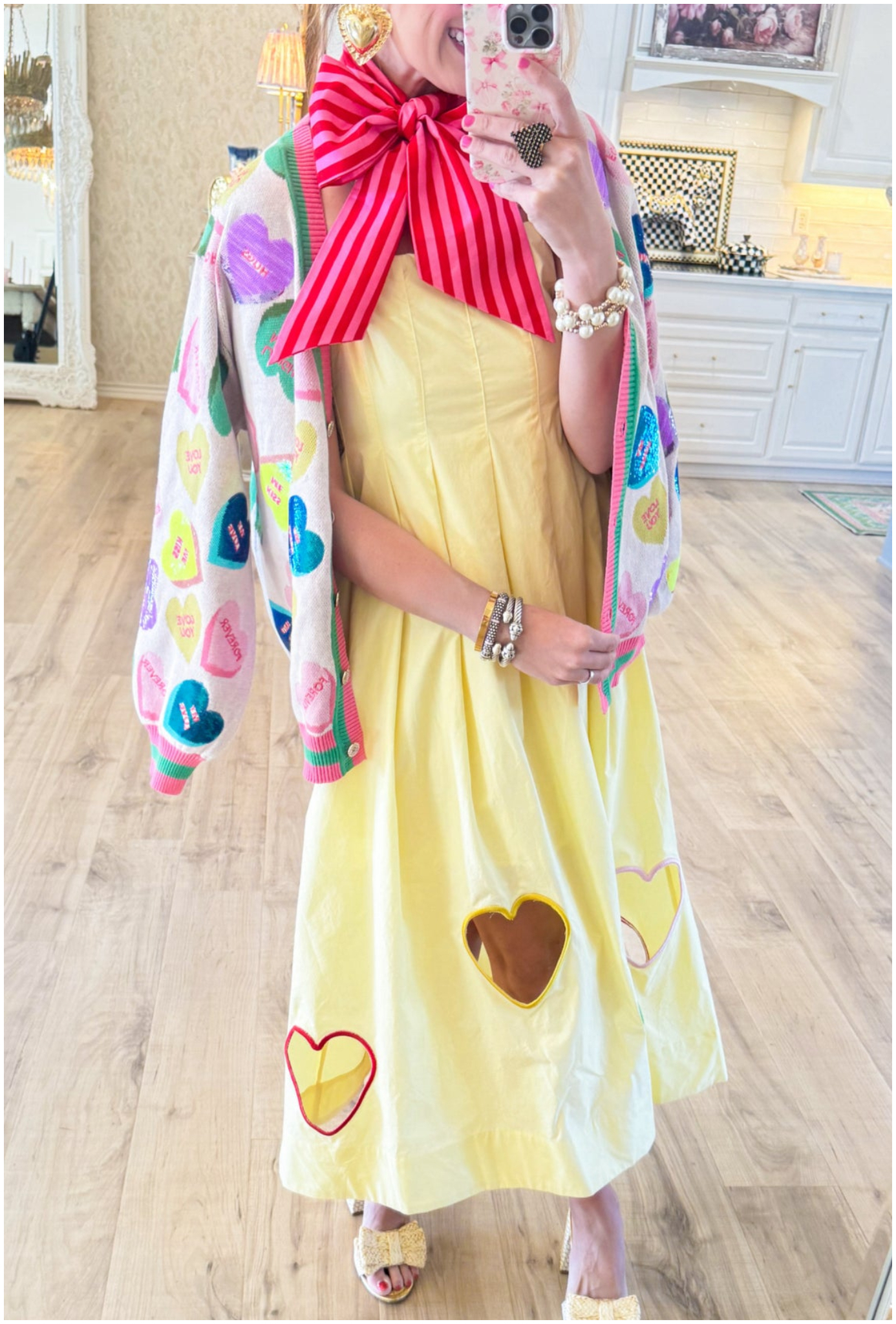 Yellow Heart Cut Out Midi Dress