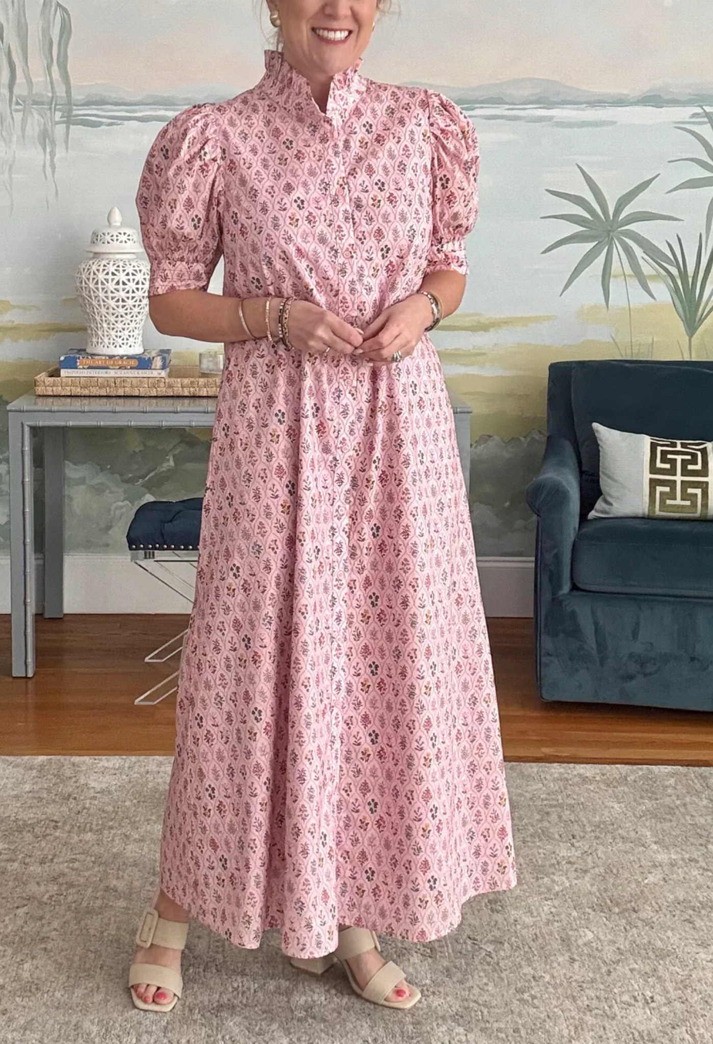 Garden Grid Maxi Dress