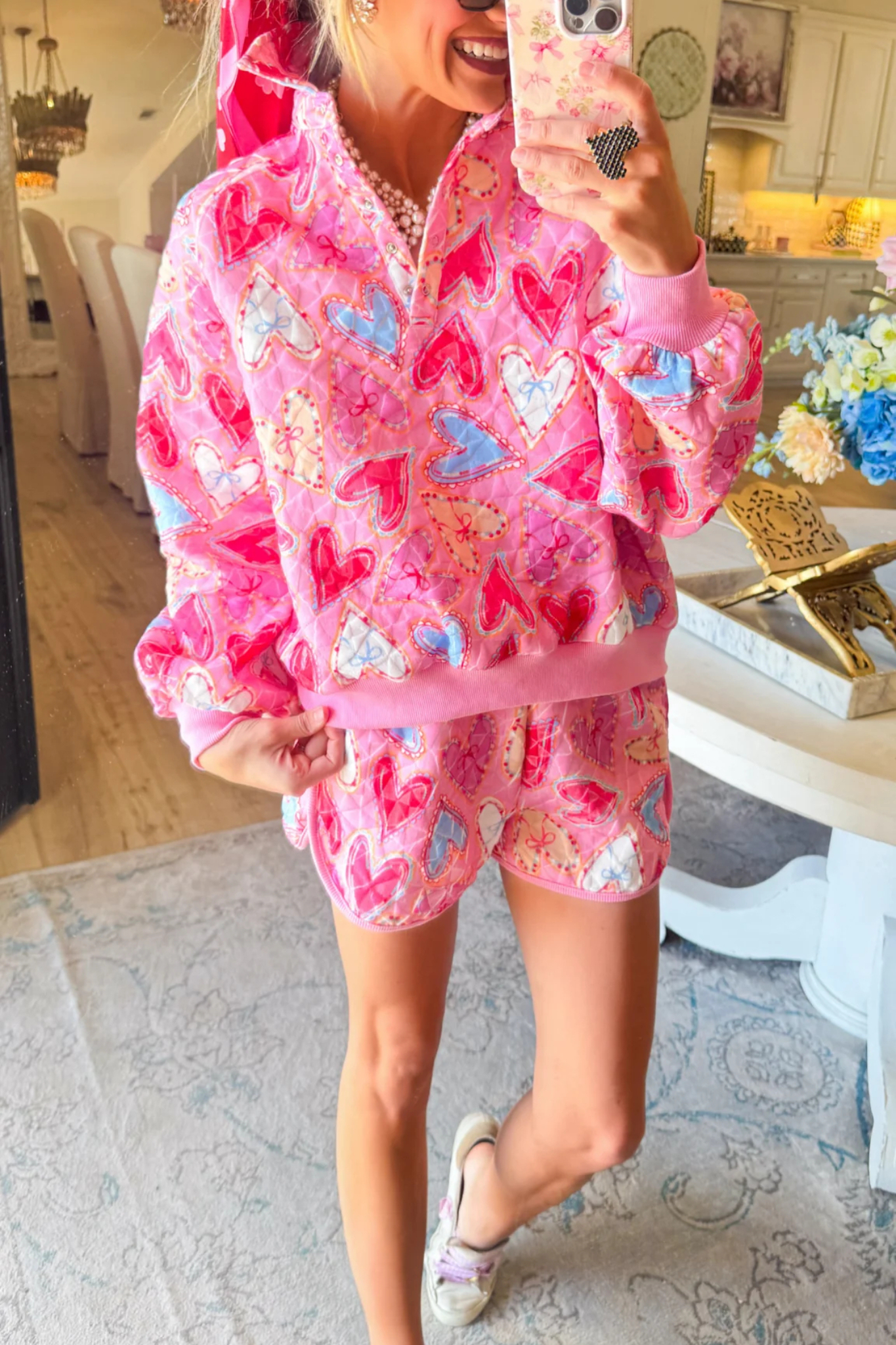 Pink Heart Short Set