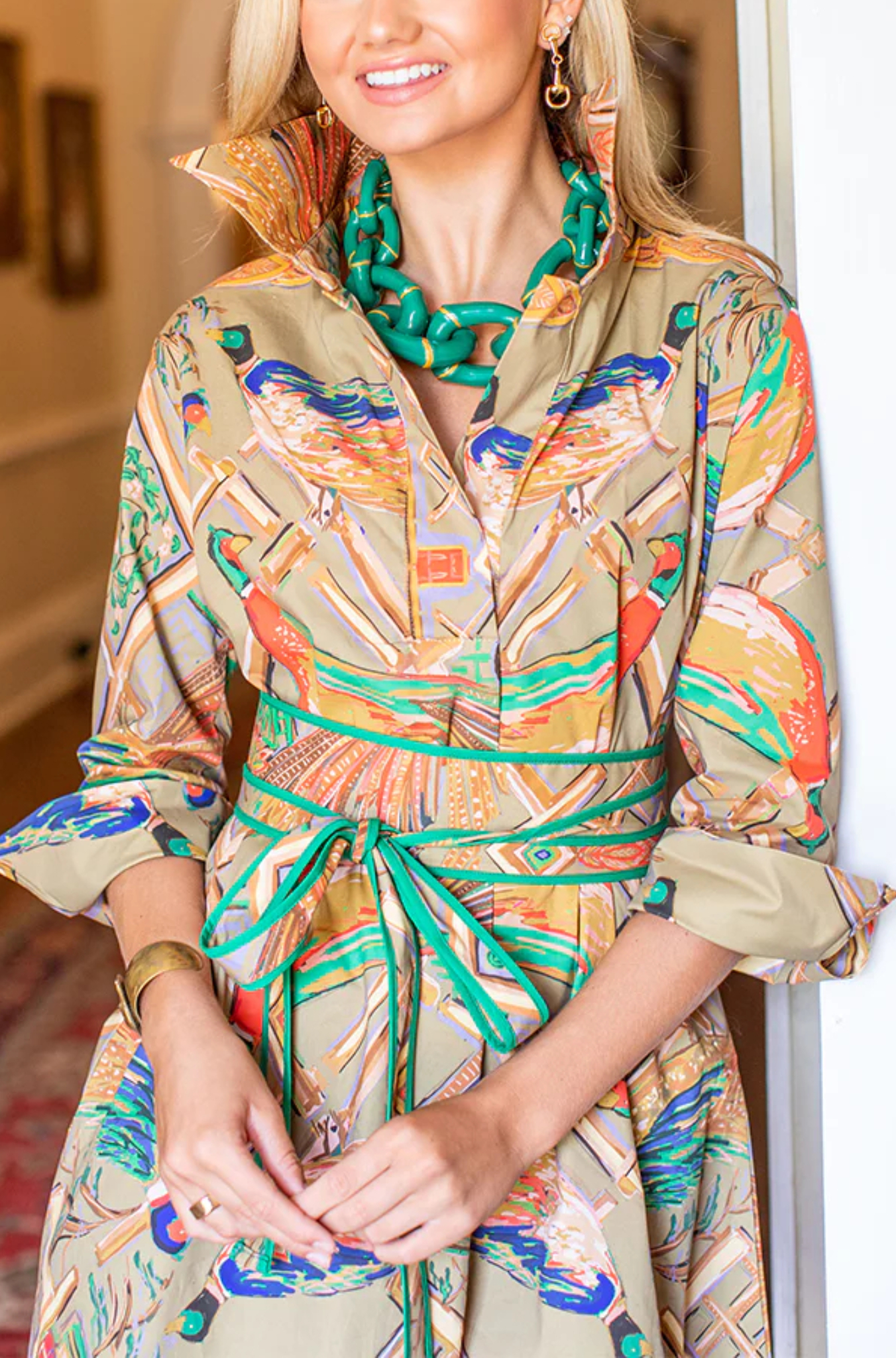 Printed short shirt dress