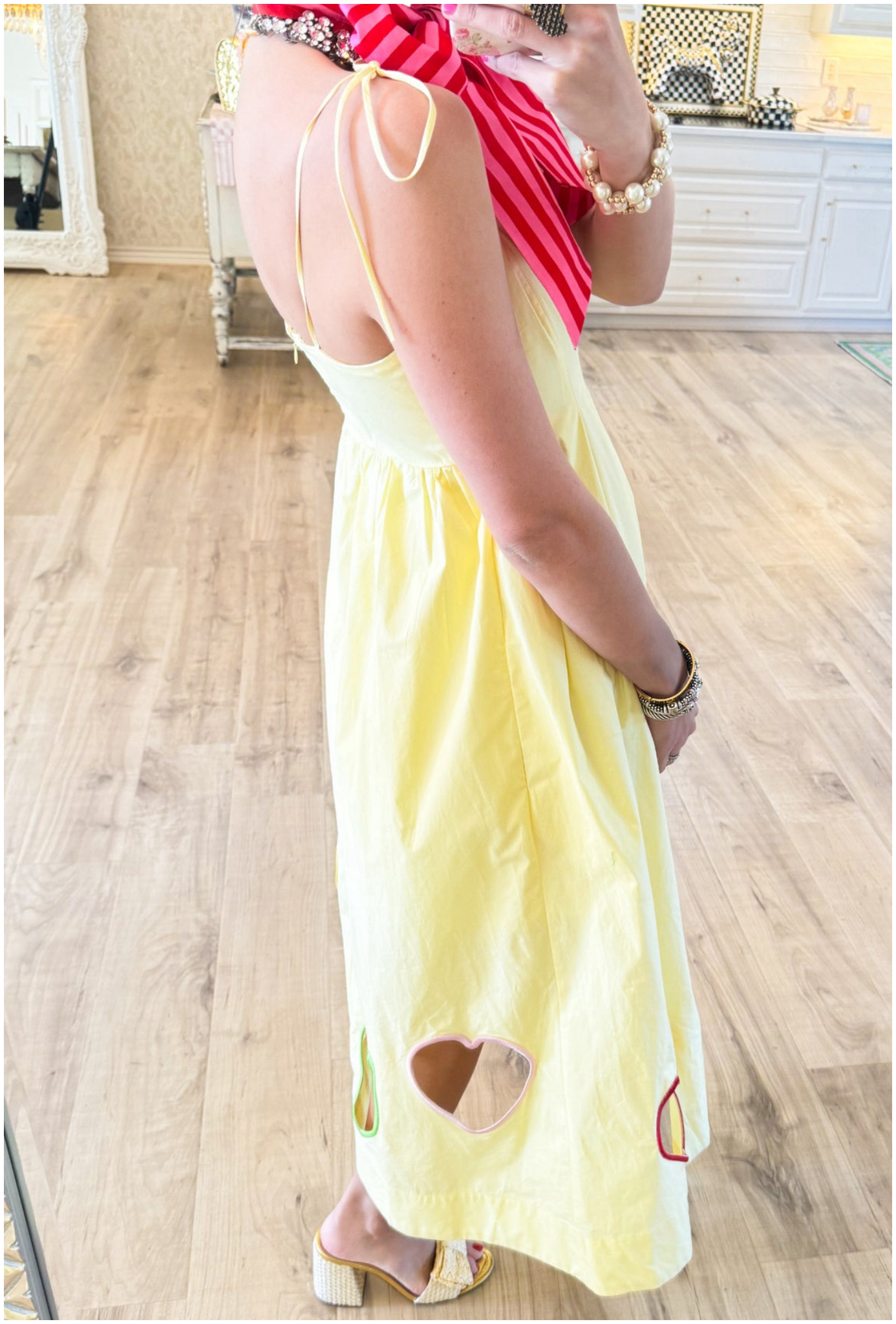 Yellow Heart Cut Out Midi Dress