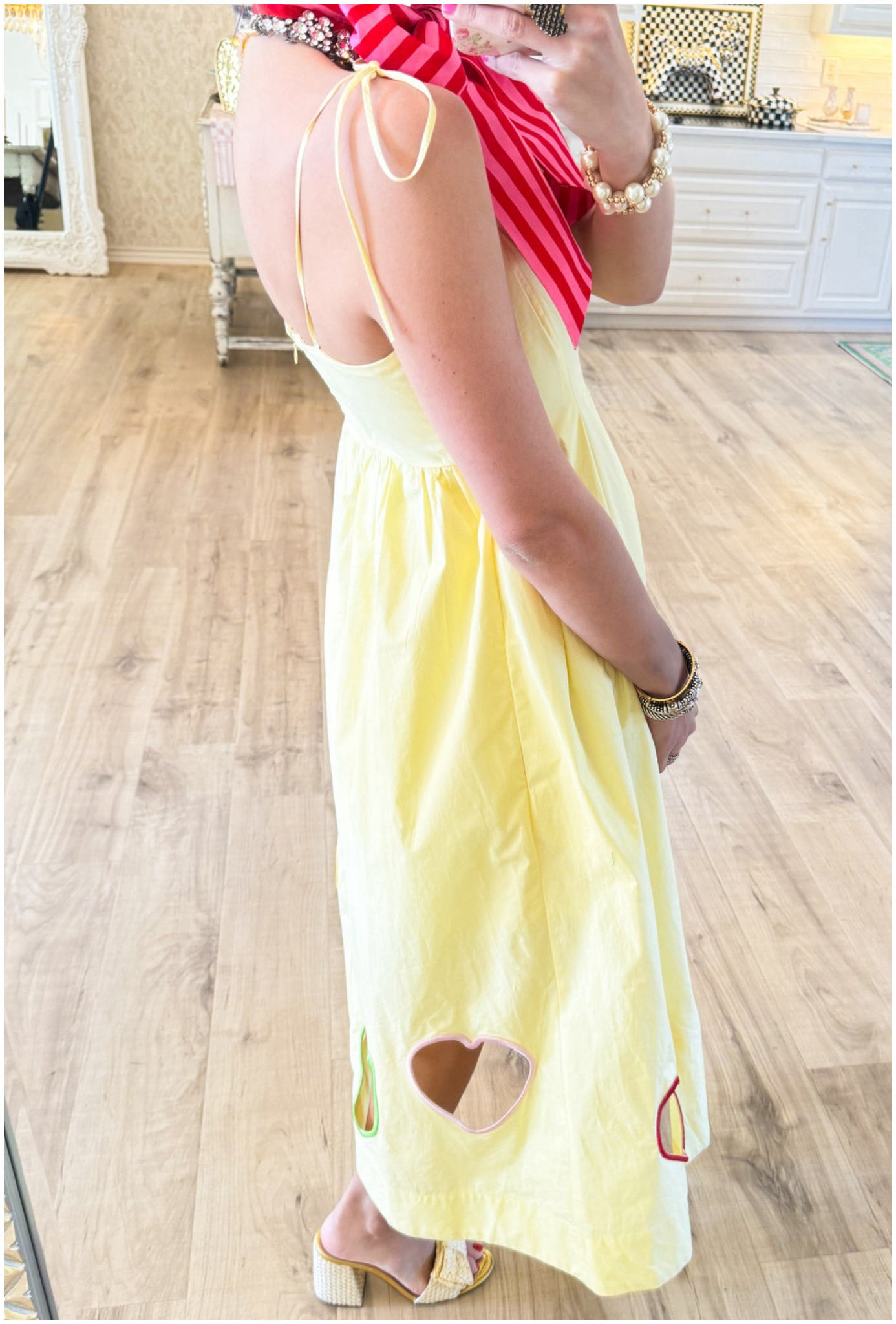Yellow Heart Cut Out Midi Dress