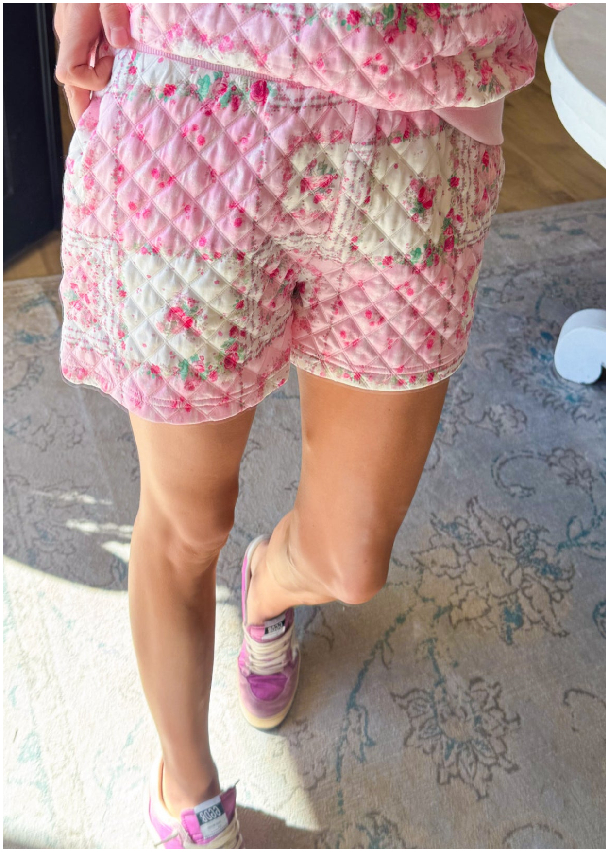 Pink and White Floral Short Set