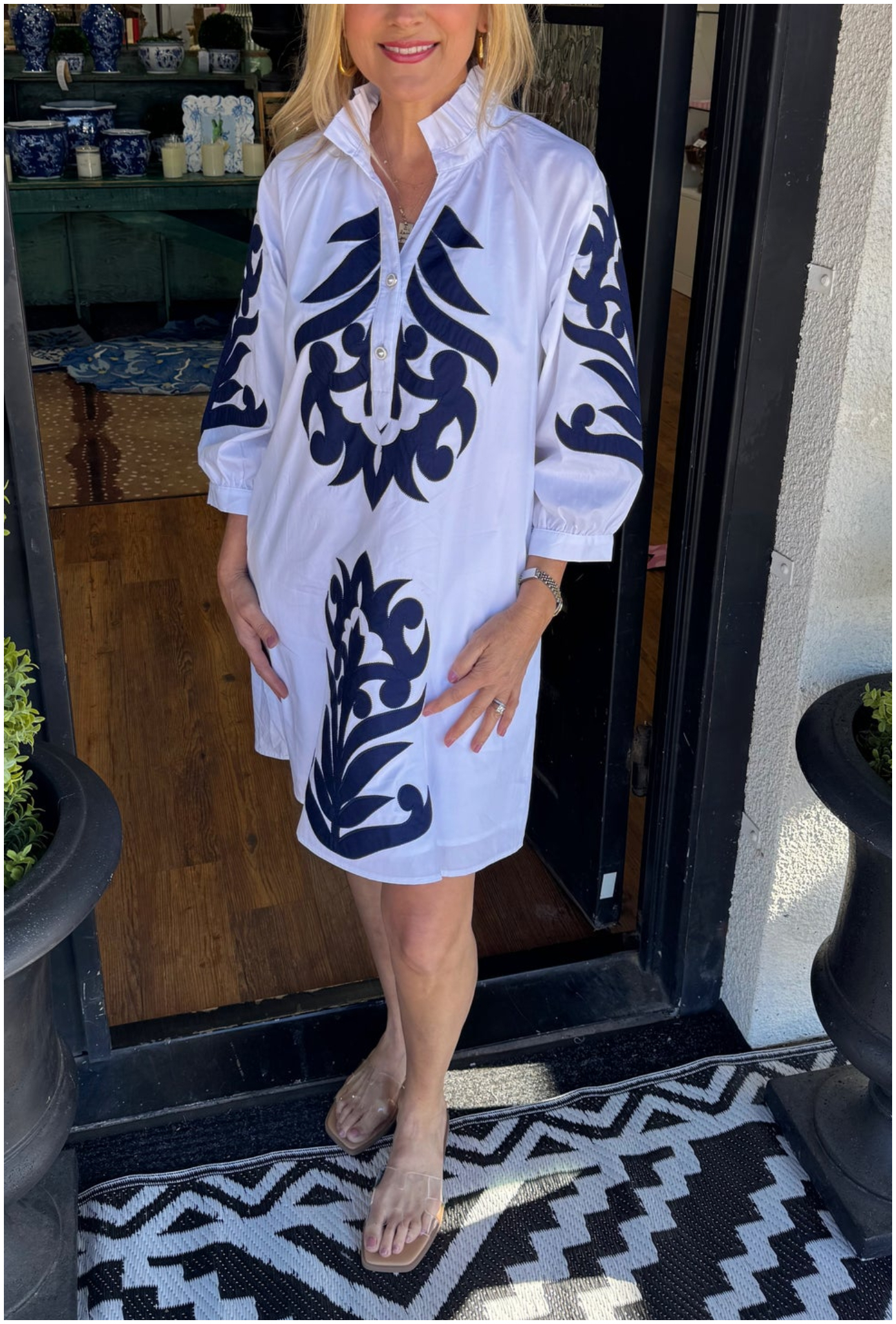 Kelly Green Contrast Printed Dress