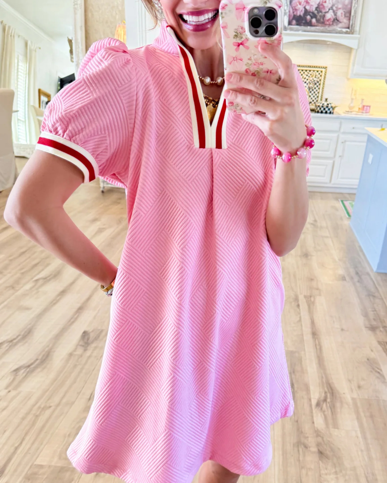 Bubble Pink Textured Mini Dress