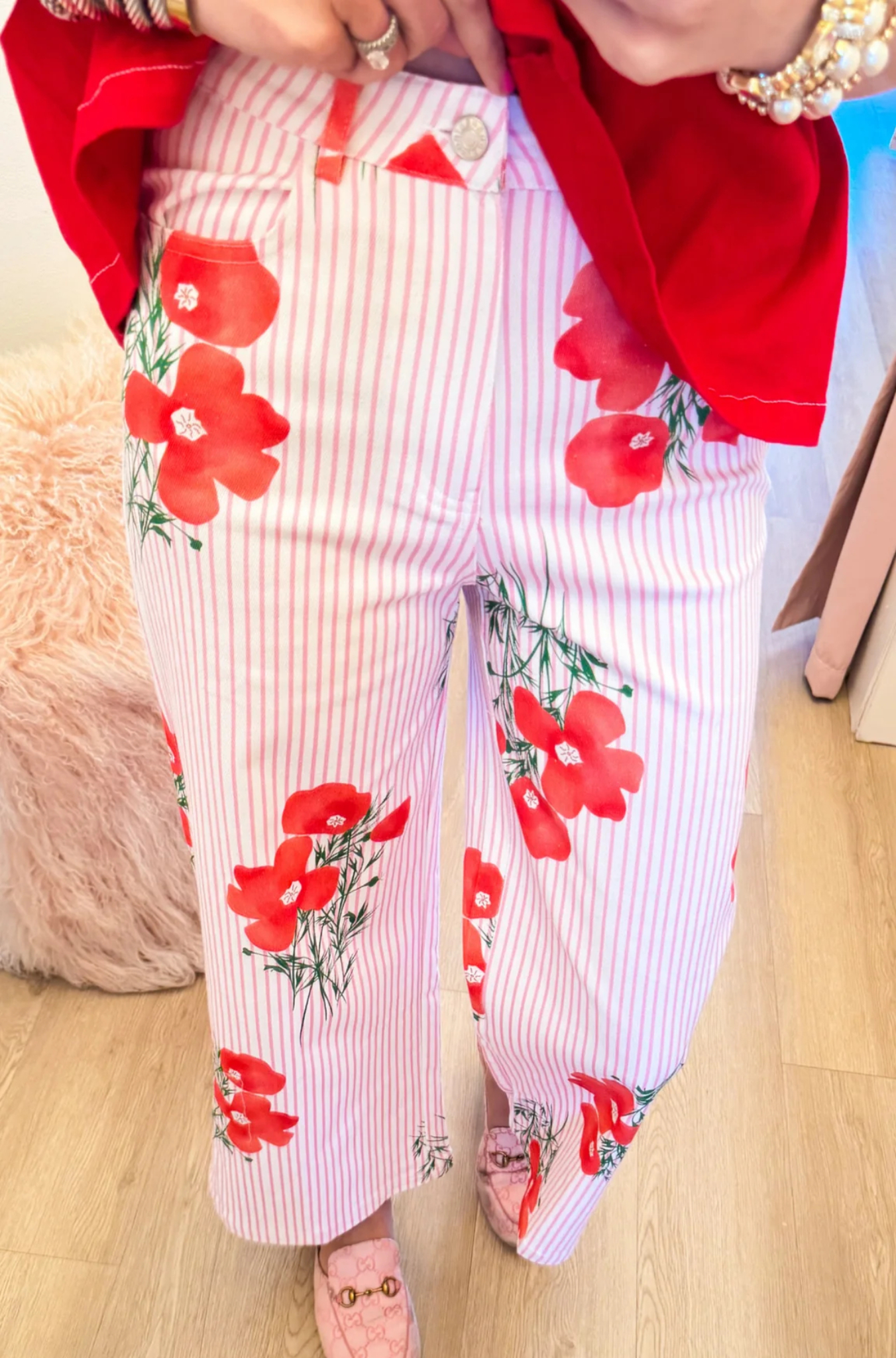 Pink Stripe Floral Pants