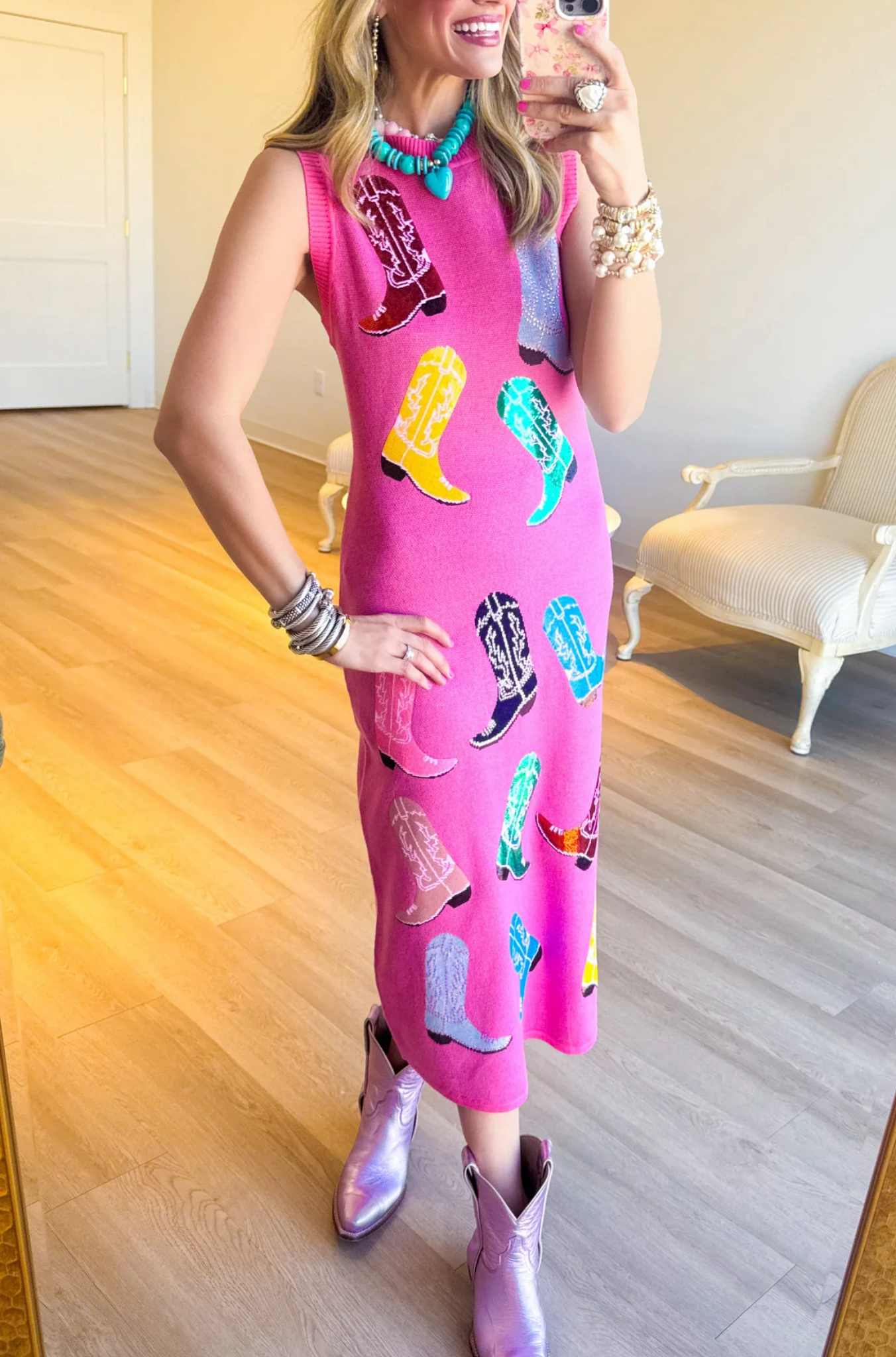 Queen of Sparkle Pink Multi Boot Dress