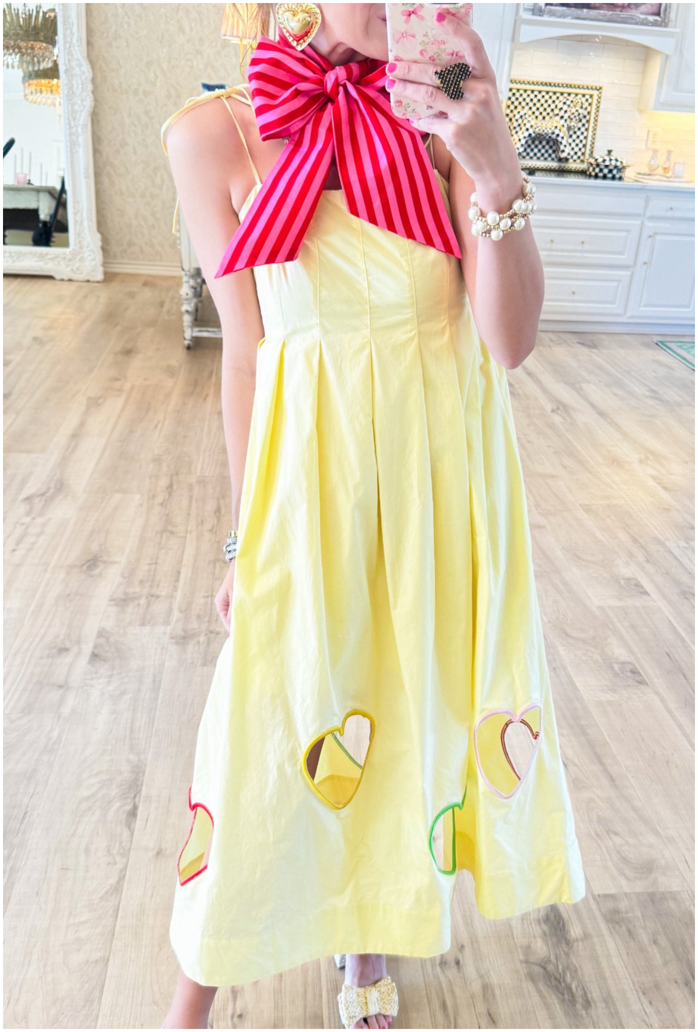 Yellow Heart Cut Out Midi Dress