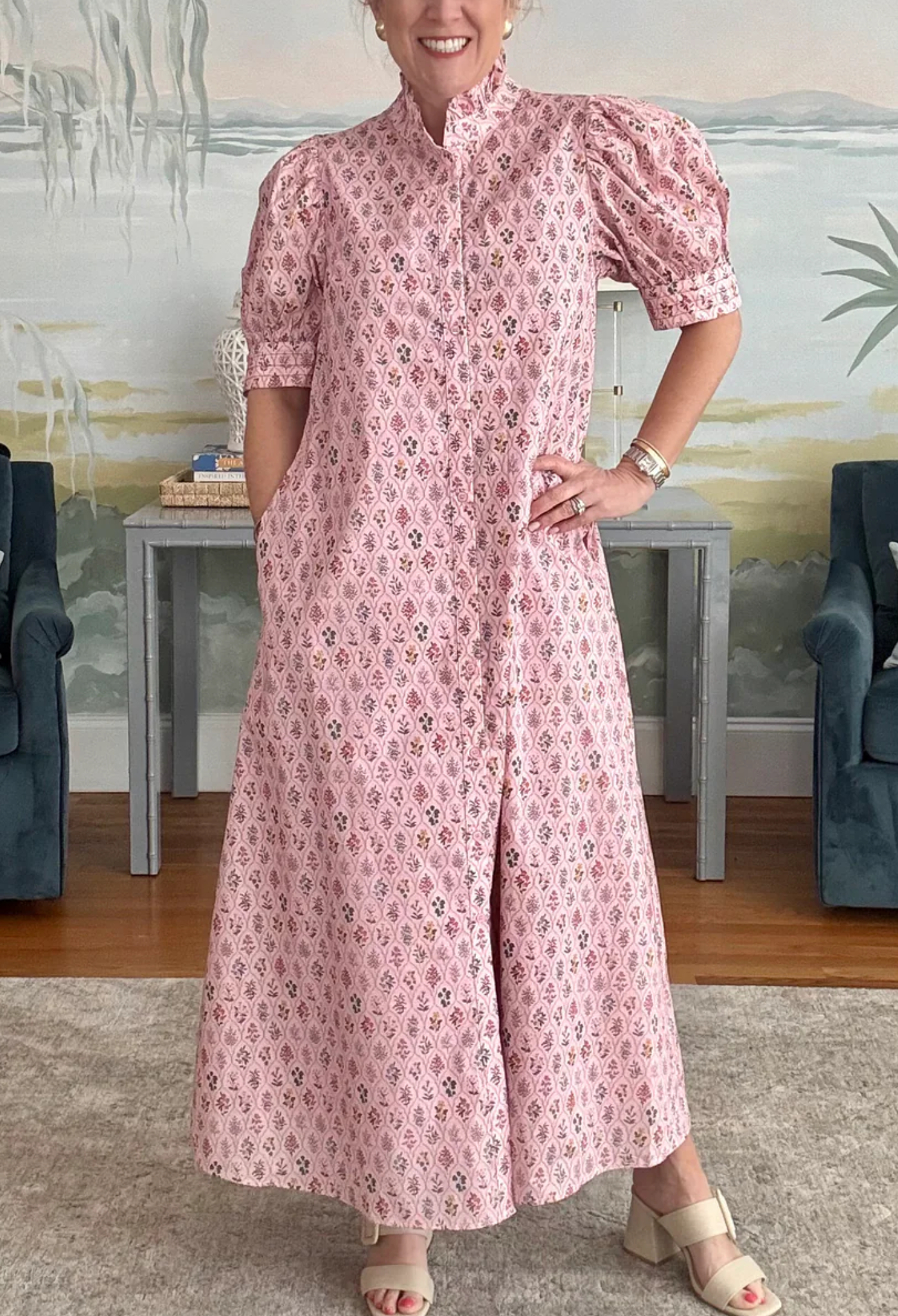 Garden Grid Maxi Dress