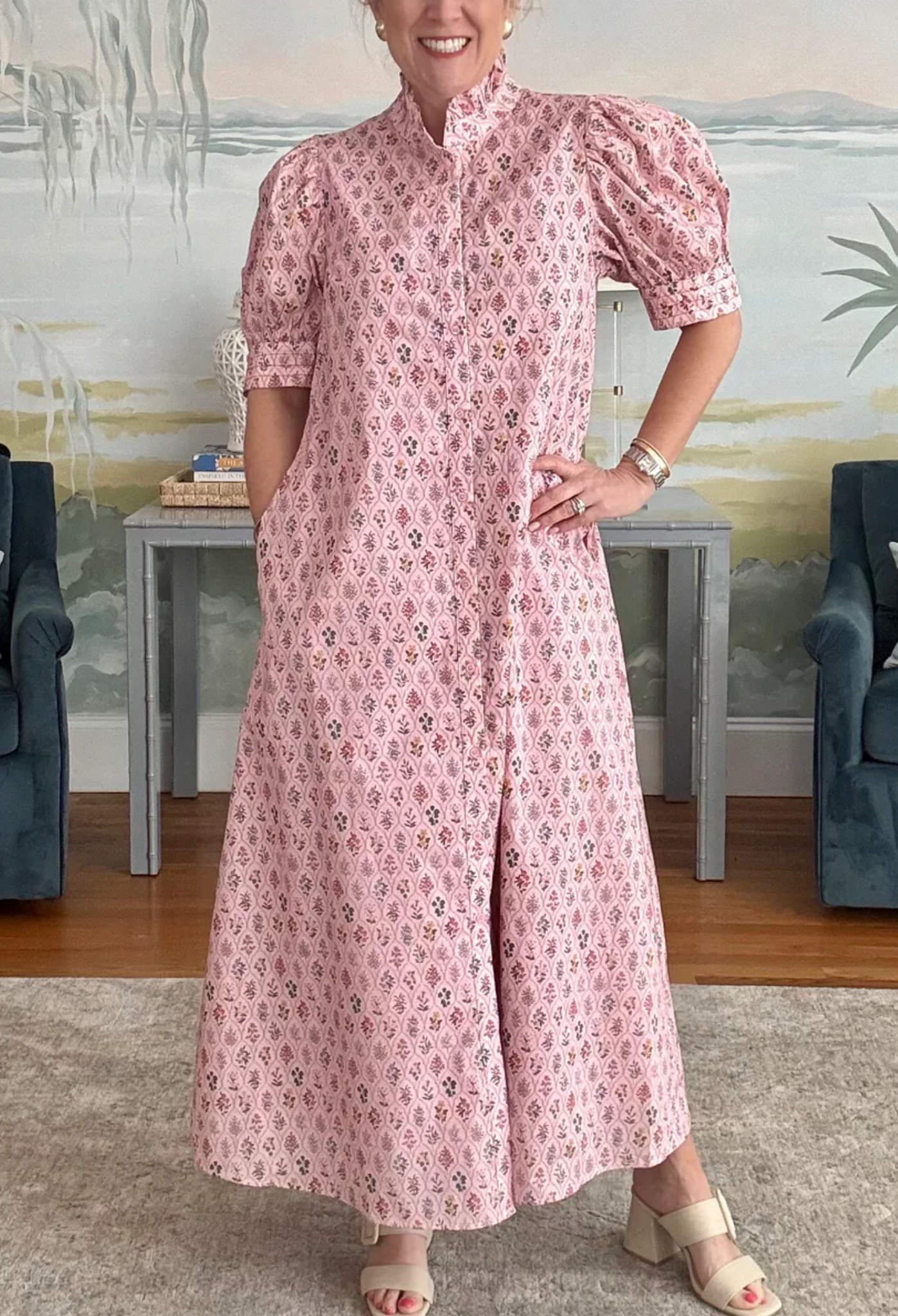 Garden Grid Maxi Dress