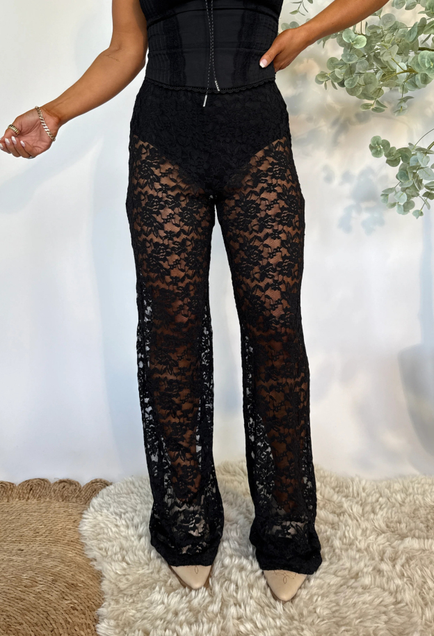 Statement Lace Pants Black
