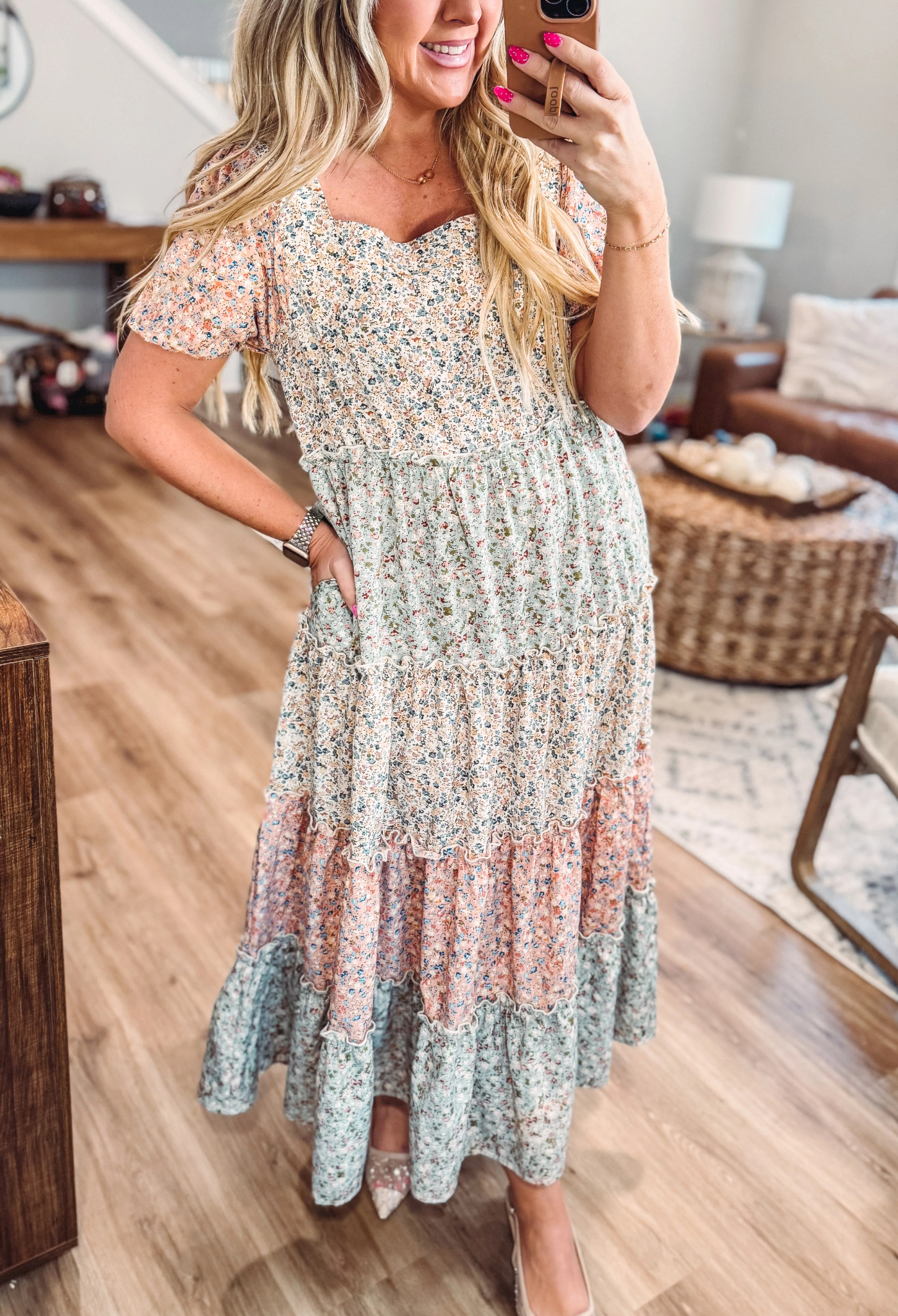 Effortlessly Flattering Pastel Patchwork Midi Dress