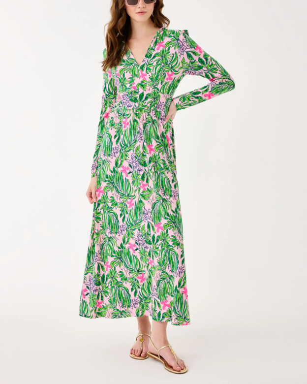 Midi Dress In Conch Shell Pink Roaring With Joy