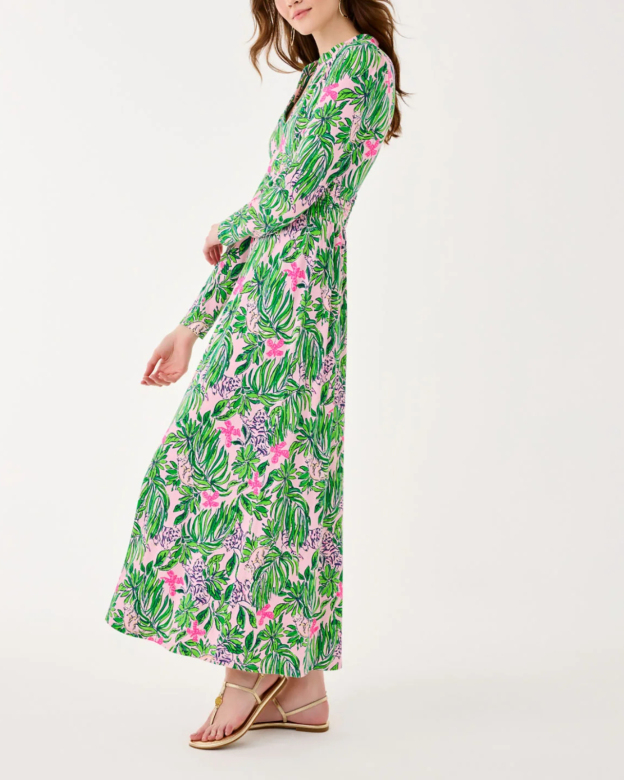 Midi Dress In Conch Shell Pink Roaring With Joy