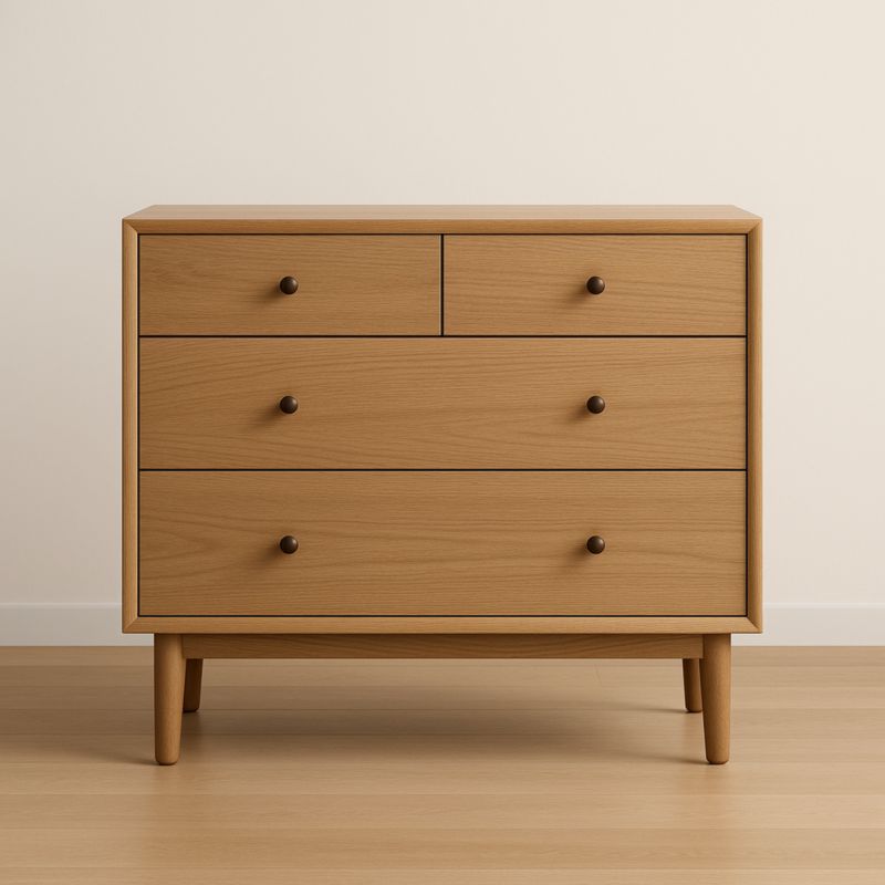 Cassettiera in Legno massello Rovere Marrone Chiaro H85xL90xP40 cm