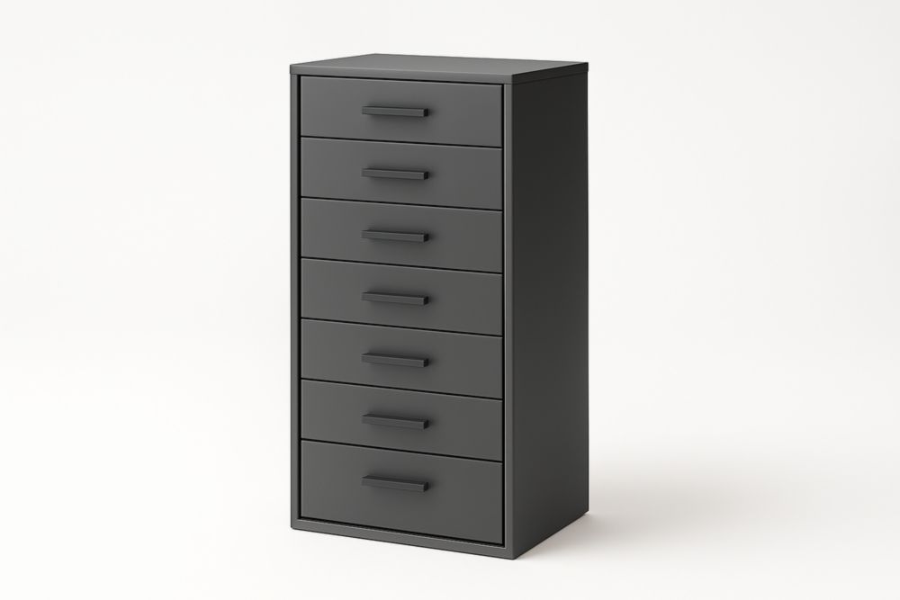 Cassettiera verticale 7 cassetti in acciaio nero 45x40x90 cm(Lu×L×H)