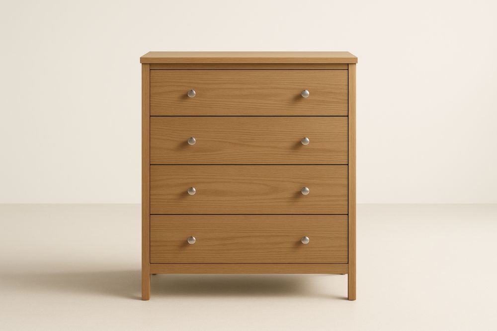 Cassettiera in Legno di Rovere con 4 Cassetti