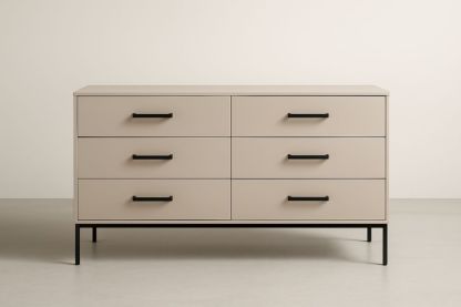 Cassettiera 6 cassetti in MDF e Acciaio Beige