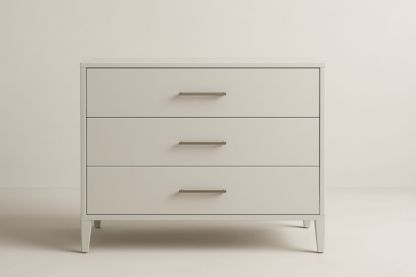 Cassettiera a 3 cassetti in MDF con maniglie in acciaio, bianca