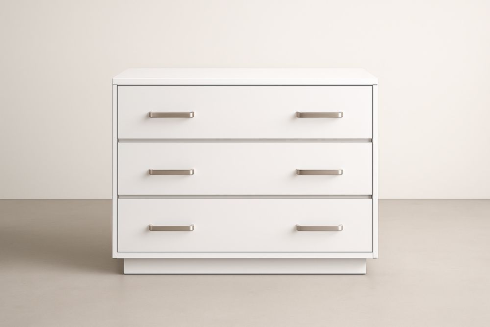 Cassettiera in legno bianca in MDF con tre cassetti