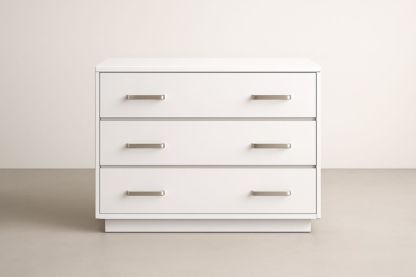 Cassettiera in legno bianca in MDF con tre cassetti