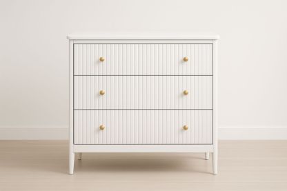 Cassettiera in MDF Bianco con Pomelli in Legno