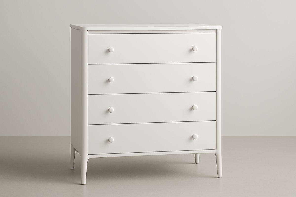 Cassettiera in Legno Bianco 4 Cassetti 85x80x45 cm