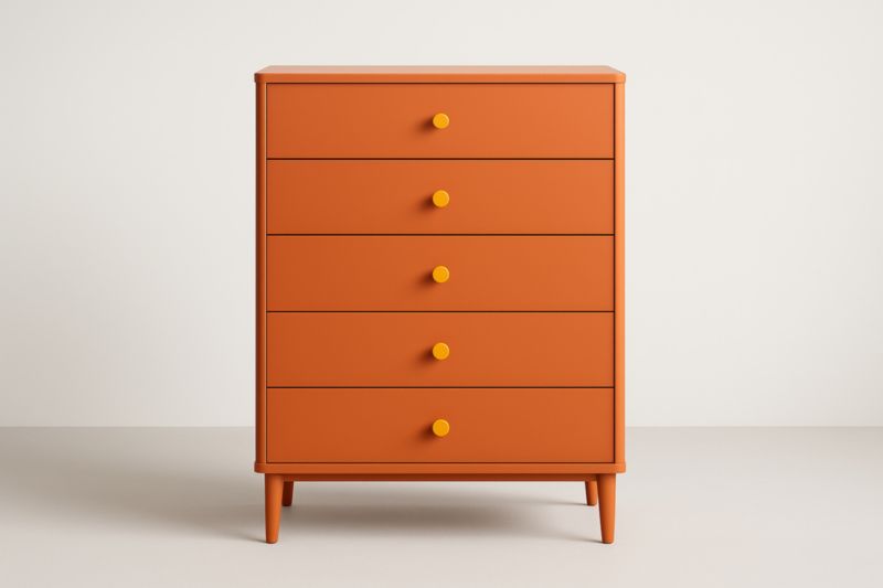 Cassettiera a 5 cassetti in legno MDF Arancione