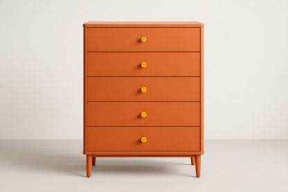 Cassettiera a 5 cassetti in legno MDF Arancione