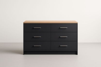 Cassettiera a Sei Cassetti in Legno Nero e Rovere