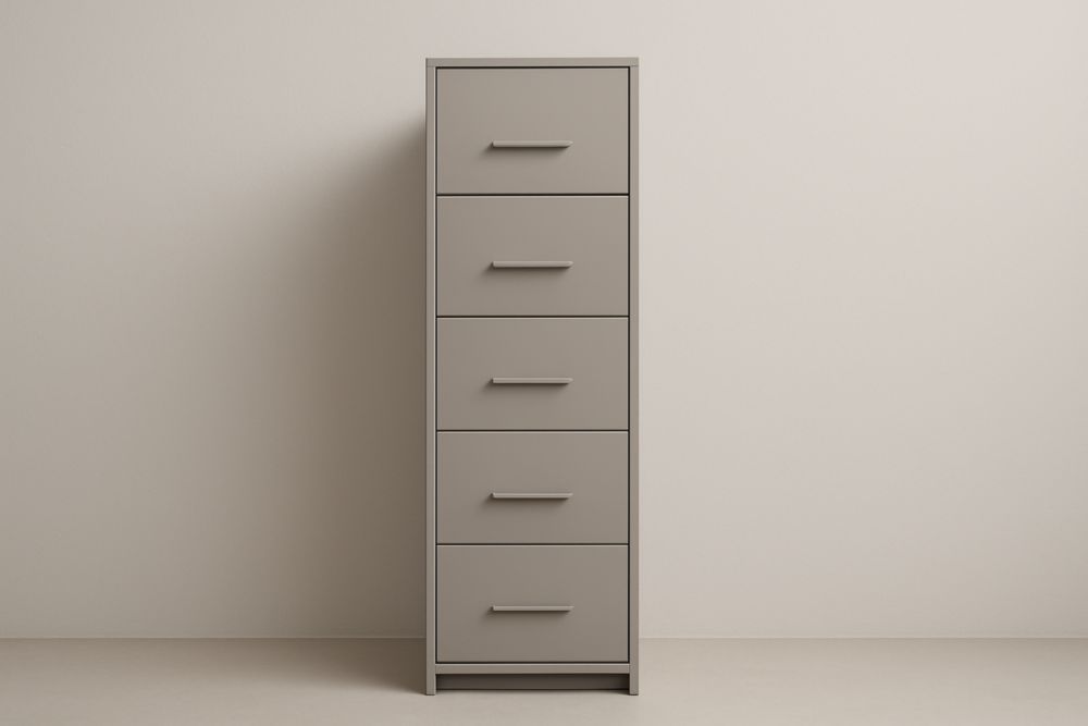Cassettiera verticale a 5 cassetti in MDF grigio 120x45x40 cm(H×L×P)