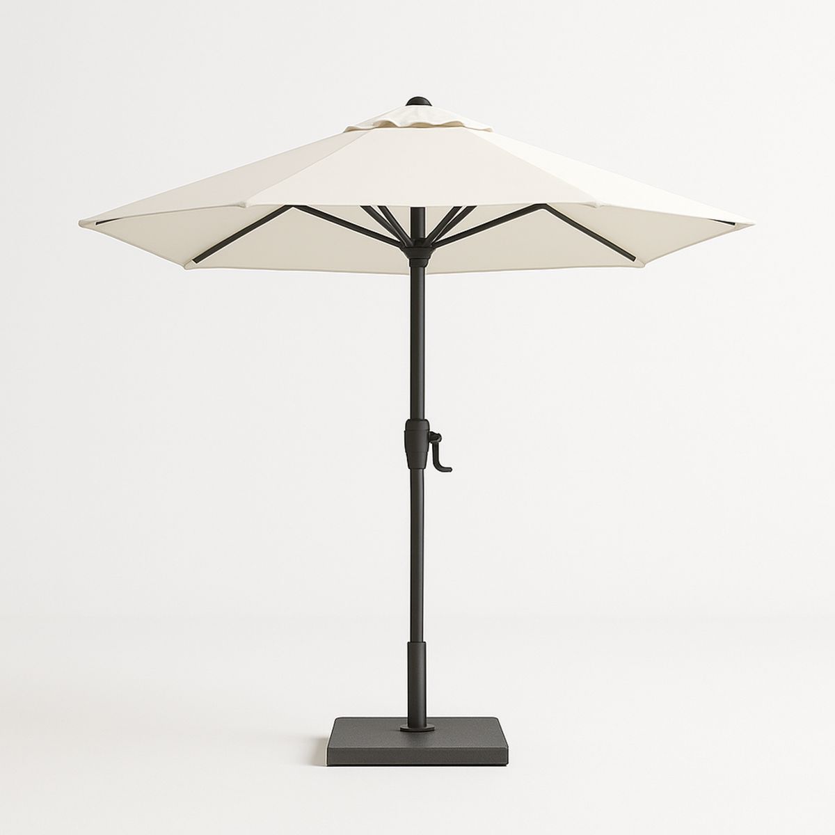 Outdoor Patio Umbrella Aluminium Pole Cream Polyester Canopy with Black Square Base 2.5m