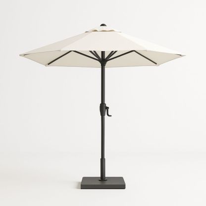 Outdoor Patio Umbrella Aluminium Pole Cream Polyester Canopy with Black Square Base 2.5m