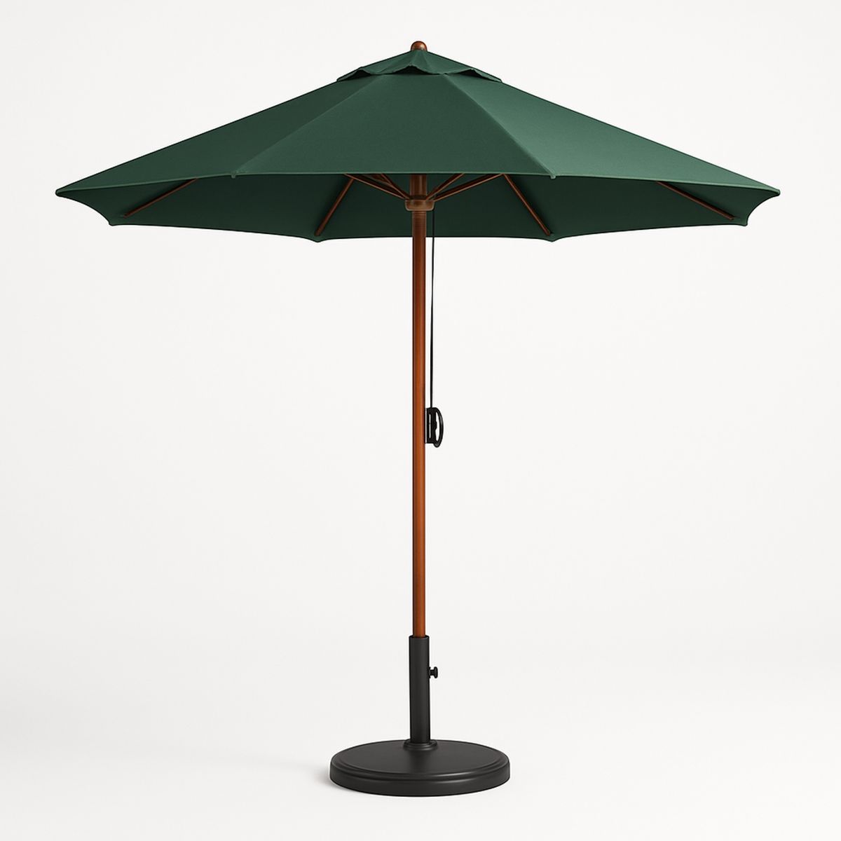 Green Outdoor Market Umbrella with Wooden Pole and Polyester Canopy