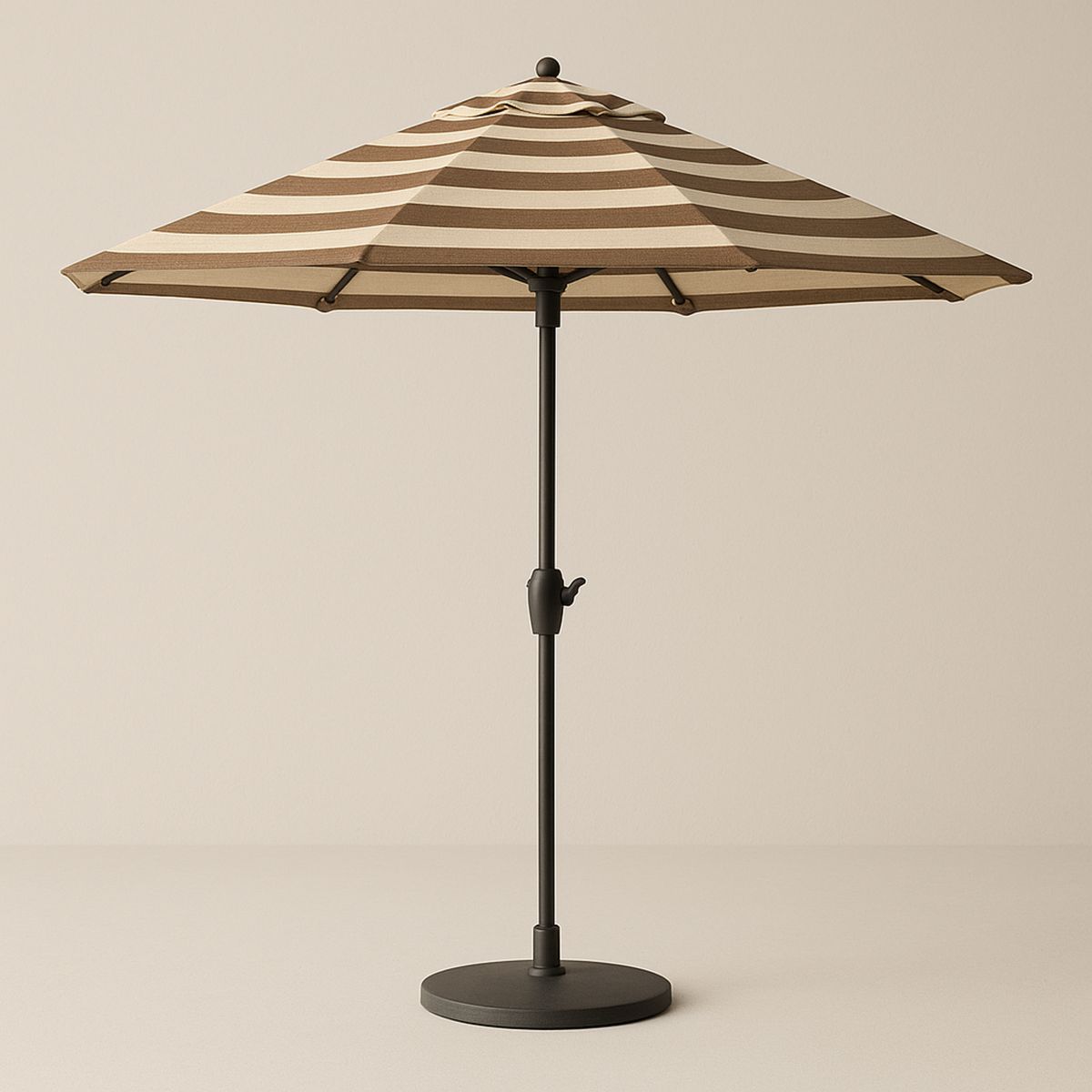 Striped Fabric Outdoor Umbrella with Aluminium Pole Brown 3m