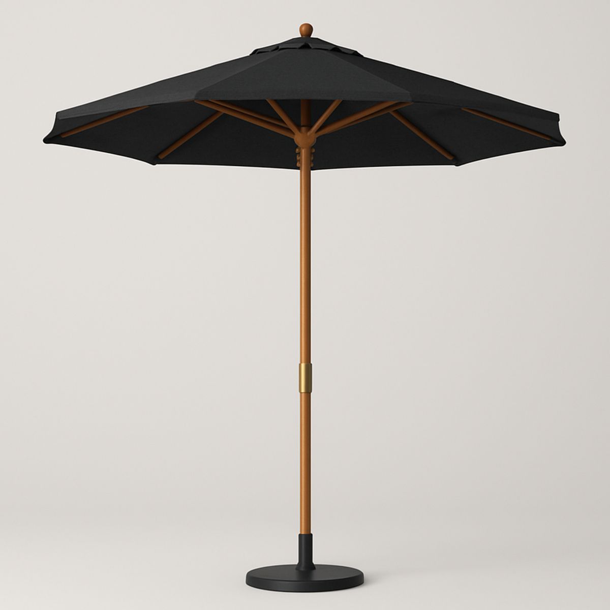 Outdoor Patio Umbrella Polyester Round Black 250cm Wood Frame
