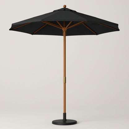 Outdoor Patio Umbrella Polyester Round Black 250cm Wood Frame