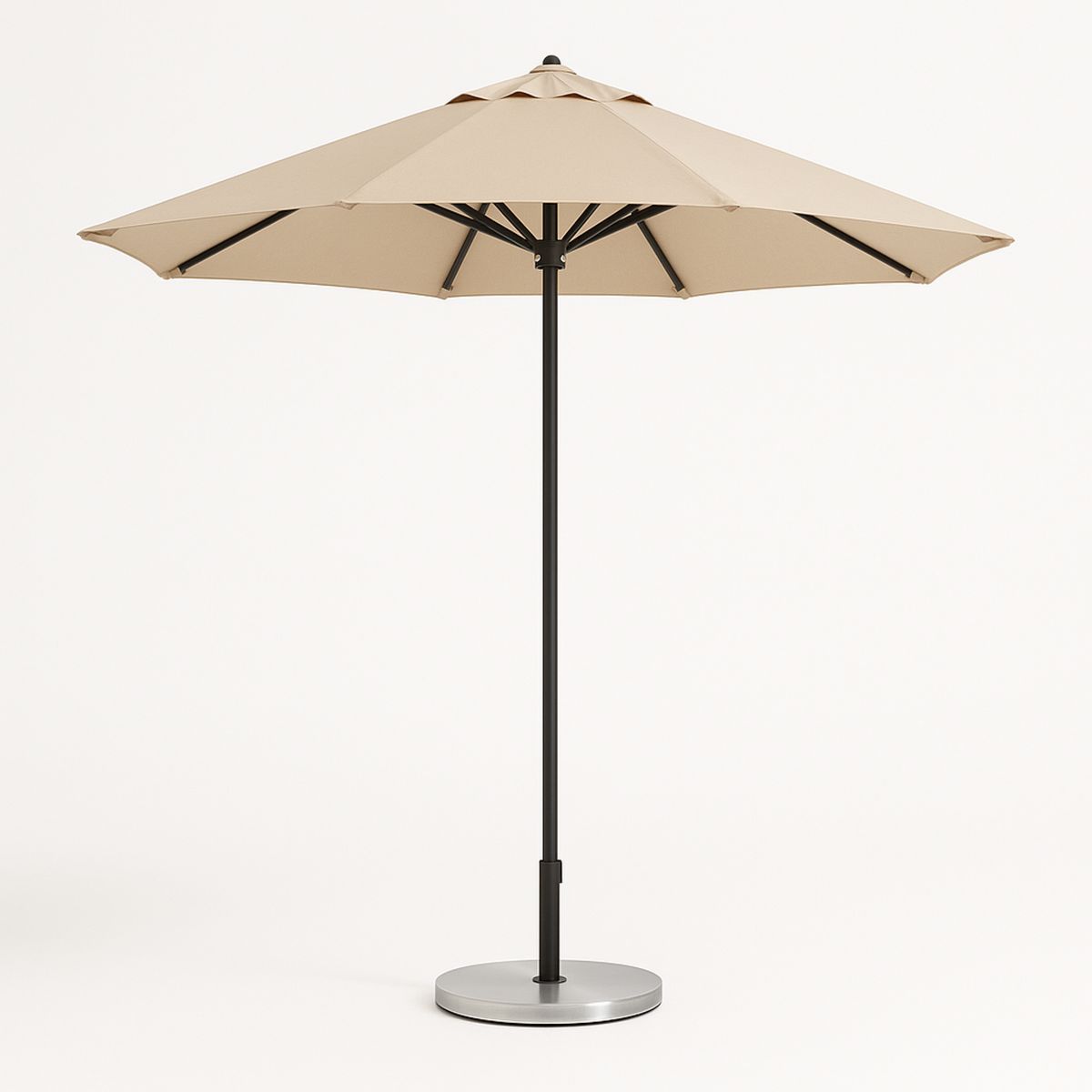 Outdoor Aluminium Polyester Umbrella with Stainless Steel Base 270cm Beige
