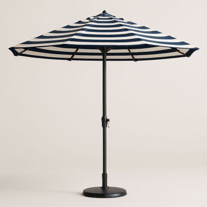 Striped Polyester Outdoor Umbrella Black/White 270cm Diameter