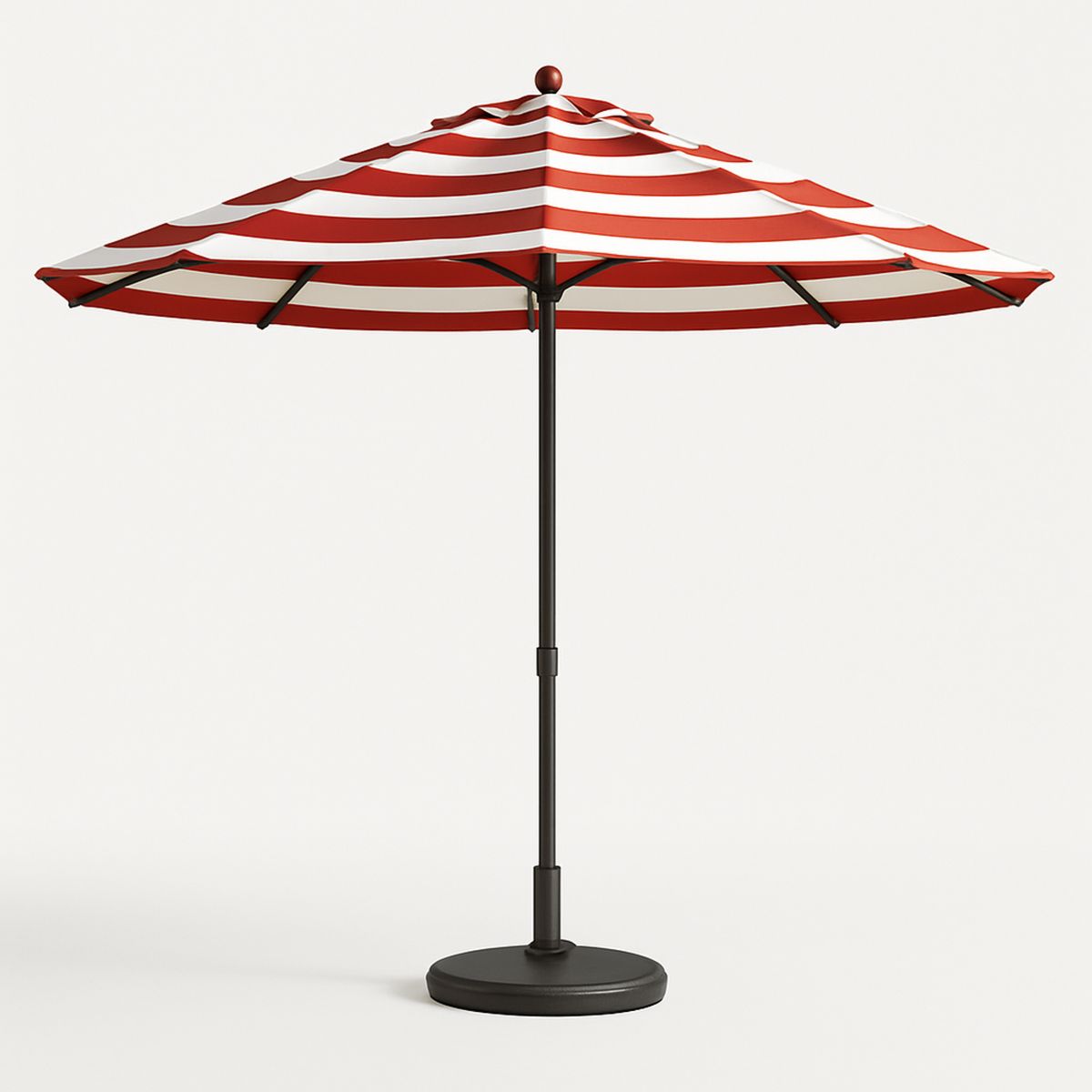 Red and White Polyester Stripe Patio Umbrella with Aluminium Pole Diameter 250cm