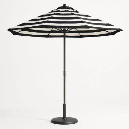 Outdoor Umbrella Polyester Canopy Black Stripe Aluminium 300cm