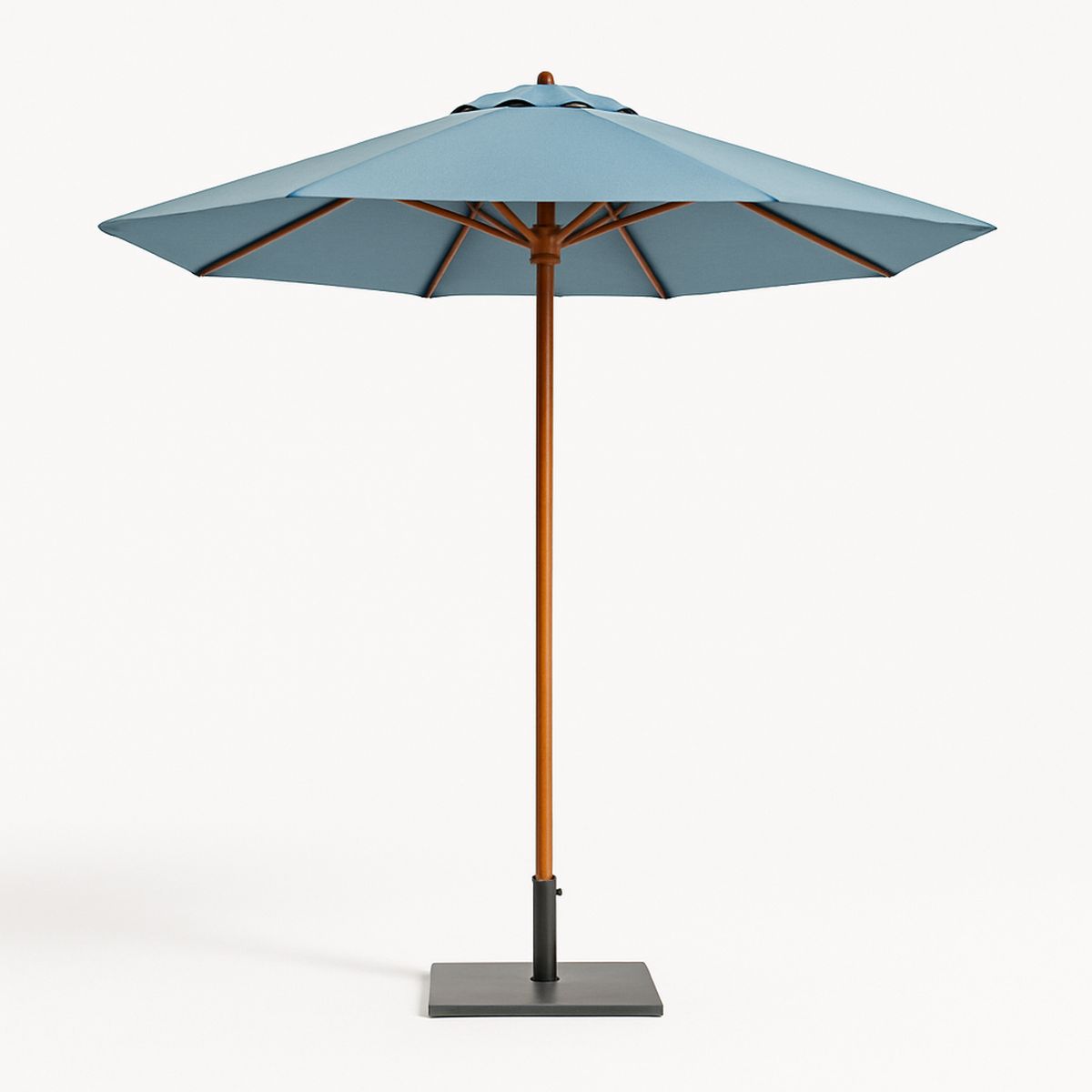 Outdoor Patio Umbrella Polyester Canopy Solid Wood Pole 300 cm Blue
