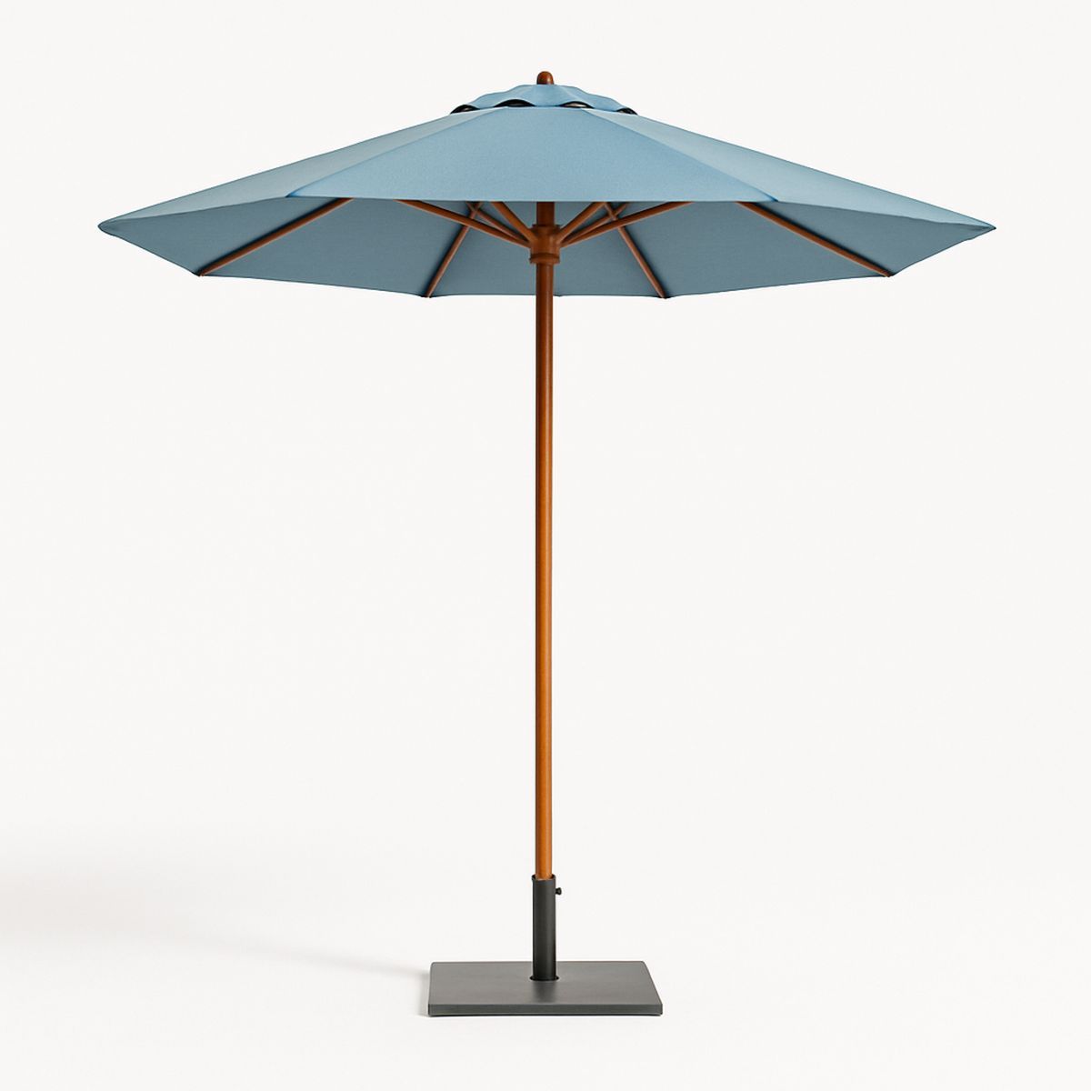 Outdoor Patio Umbrella Polyester Canopy Solid Wood Pole 300 cm Blue