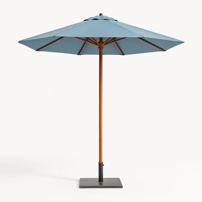 Outdoor Patio Umbrella Polyester Canopy Solid Wood Pole 300 cm Blue