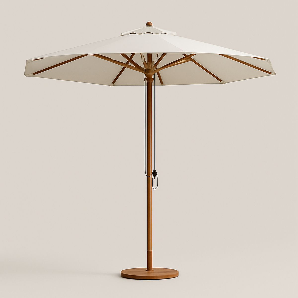 Outdoor Parasol Timber Frame Polyester Canopy Beige 3m