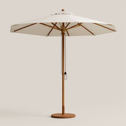 Outdoor Parasol Timber Frame Polyester Canopy Beige 3m