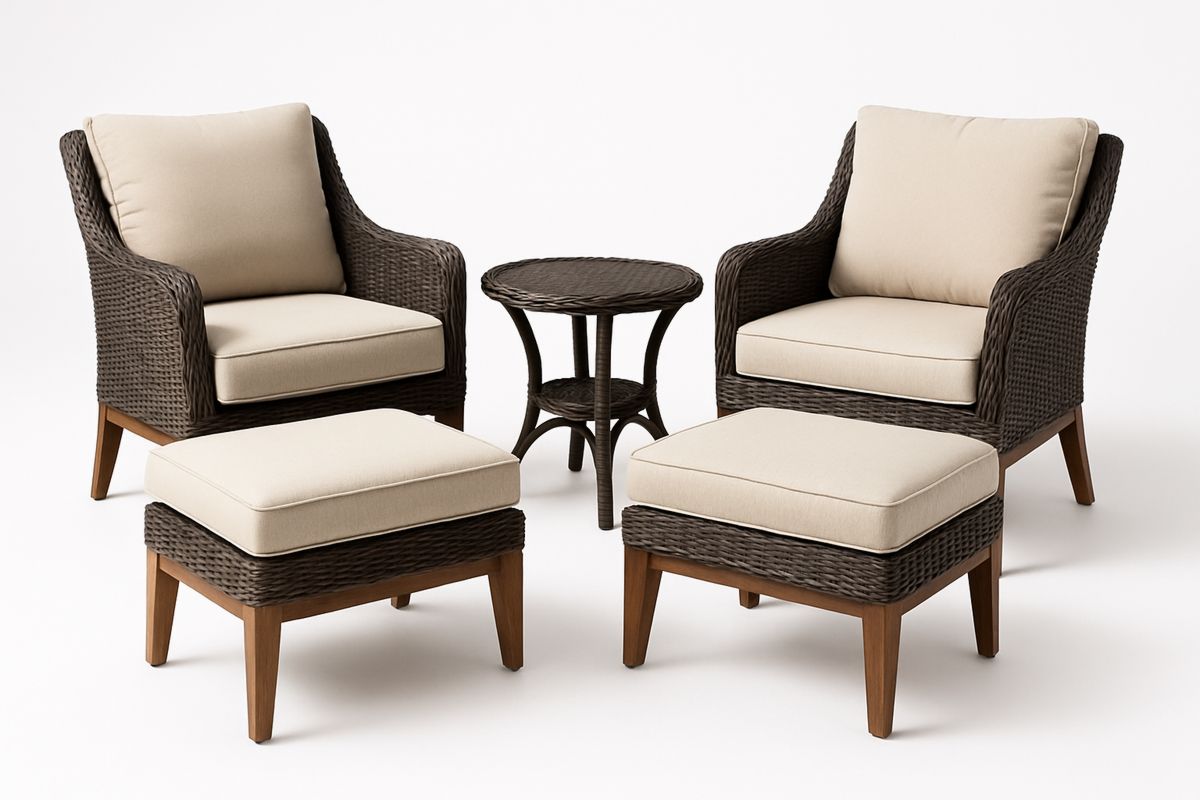 Synthetic Wicker Outdoor Furniture Set with Beige Cushions-Daliveron