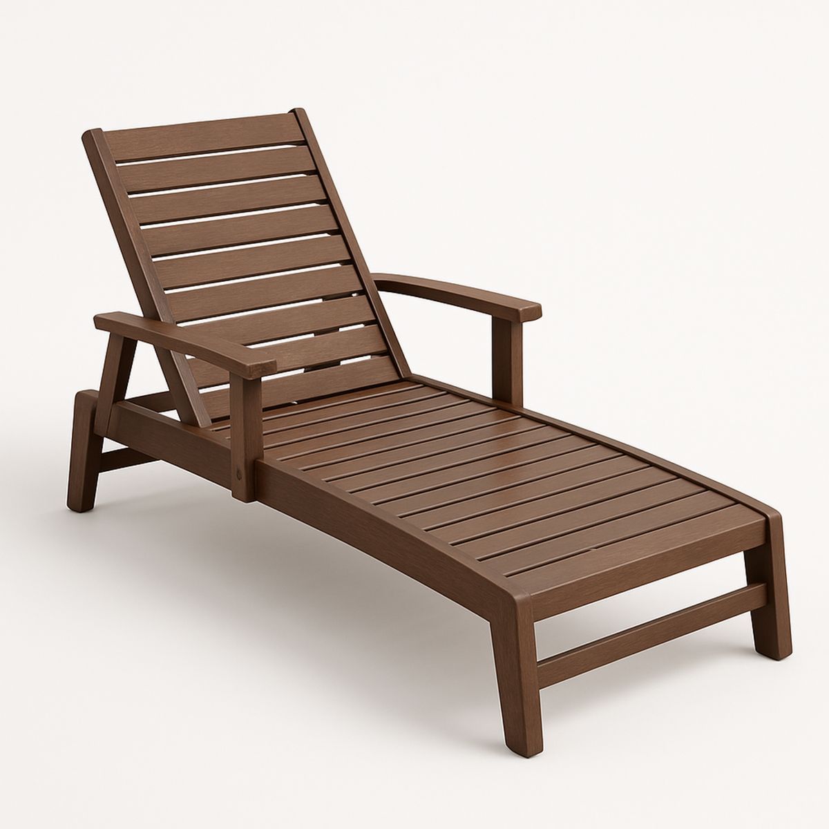 Eucalyptus Wood Outdoor Reclining Sun Lounger Brown with Adjustable Backrest-Solinerva