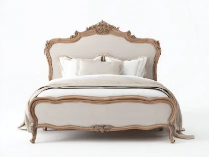 Letto matrimoniale legno/tessuto 200x160x125 cm - beige/legno naturale - per camera da letto - stile francese-Huboliq