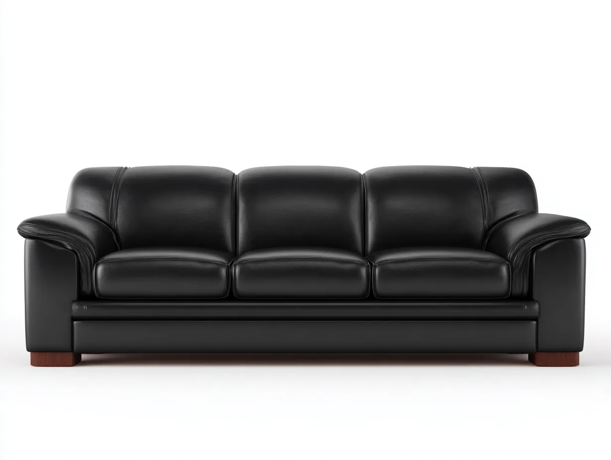 Divano 3 posti pelle 200x90x85 cm - nero/marrone scuro - per soggiorno - design moderno-Huboliq